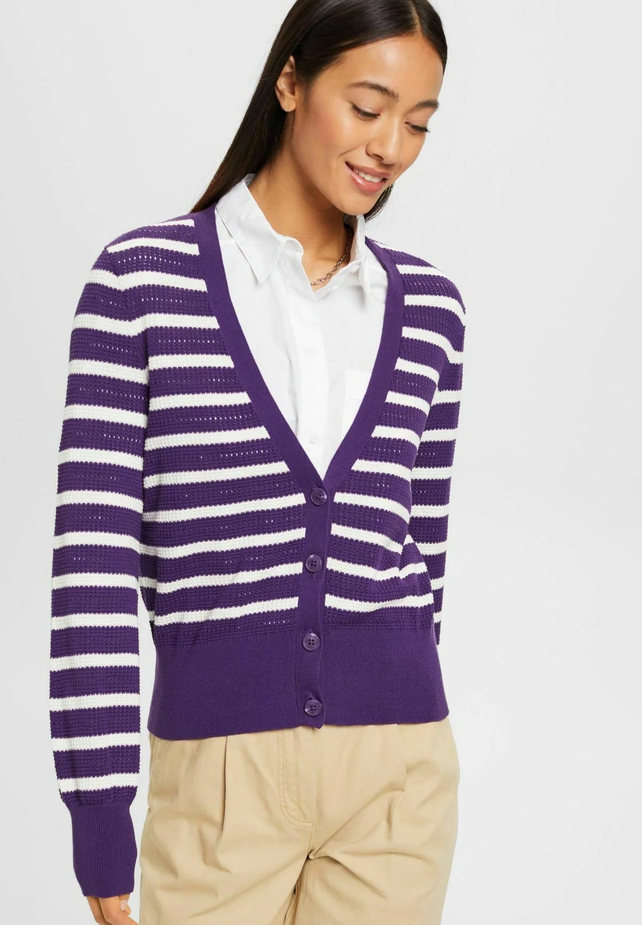 Edc By Esprit GESTREIFTER - Neuletakki 3 Edc By Esprit GESTREIFTER - Neuletakki